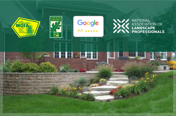 Review icons over a landscaping project
